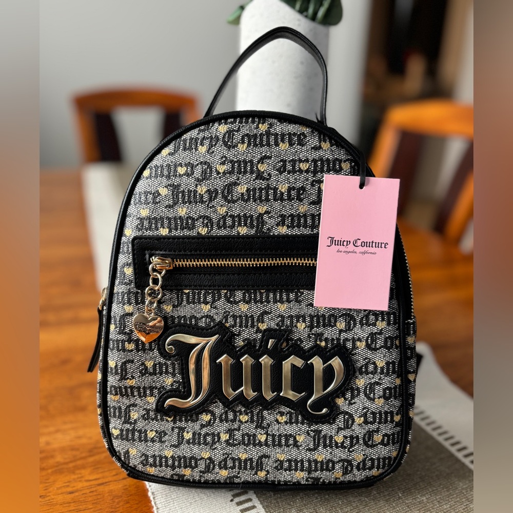 NWT Juicy Couture Black and Gold Women's Backpack